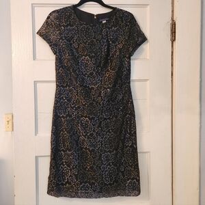 Tommy Hilfiger Mini Dress, Black Lace Silver Metallic Size 4 EUC Party, Wedding